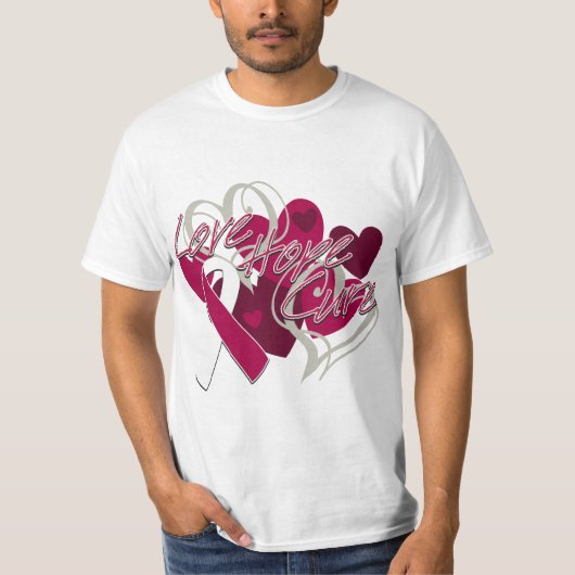 Throat Cancer Love Hope Cure T-shirt (Voorkant)
