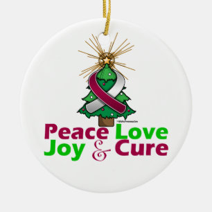 Throat Cancer Peace Love Joy Cure Keramisch Ornament