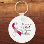 Throat Cancer Ribbon iemand waar ik van hou Sleutelhanger (Voorkant)