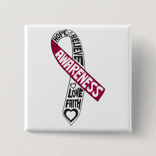 Throat Cancer Slogans Ribbon Vierkante Button 5,1 Cm