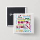 Throat Cancer Survivor Collage.png Vierkante Button 5,1 Cm (Voorkant /achterkant)