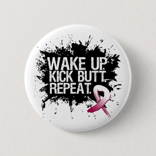 Throat Cancer Wake Up Kick, maar herhaal Ronde Button 5,7 Cm (Voorkant)