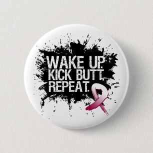 Throat Cancer Wake Up Kick, maar herhaal Ronde Button 5,7 Cm