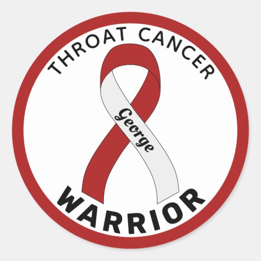 Throat Cancer Warrior Ribbon White Round Sticker (Voorkant)