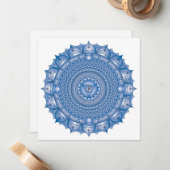 Throat Chakra Blue Mandala Square Note Kaart Notitiekaartje (Voorkant / Achterkant in situ)