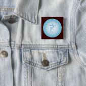 Throat Chakra - Light Blue Vierkante Button 5,1 Cm (In situ)