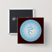 Throat Chakra - Light Blue Vierkante Button 5,1 Cm (Voorkant /achterkant)
