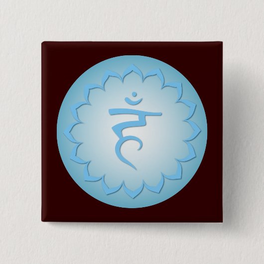 Throat Chakra - Light Blue Vierkante Button 5,1 Cm (Voorkant)