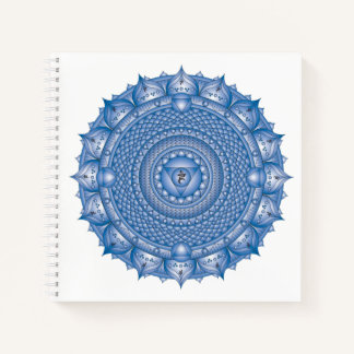 Throat Chakra Mandala Blue Square Notitieboek