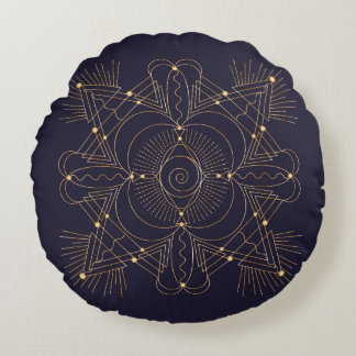 Throat Chakra Shadow Mandala Round Pillow Rond Kussen