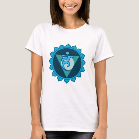 Throat Chakra Visuddha Dames T-shirt, Wit T-shirt (Voorkant)