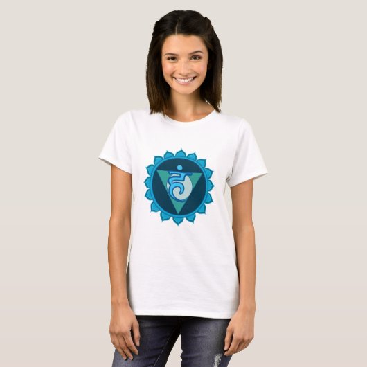 Throat Chakra Visuddha Dames T-shirt, Wit T-shirt (Voorkant volledig)