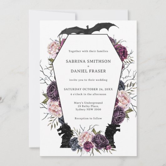 Thrones Dragon Middeleeuwse Gotische bruiloft uitn Kaart (Voorkant)