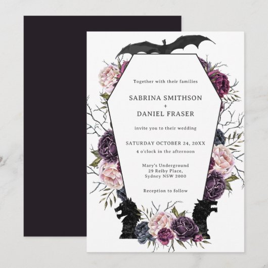 Thrones Dragon Middeleeuwse Gotische bruiloft uitn Kaart (Voorkant / Achterkant)