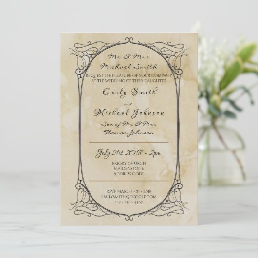 Thrones Wedding Invitation Medieval Dragon Royal Kaart (Staand voorkant)