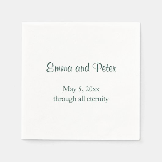 "Through All Eternity" Forest Tekst Namen en datum Servet (Voorkant)