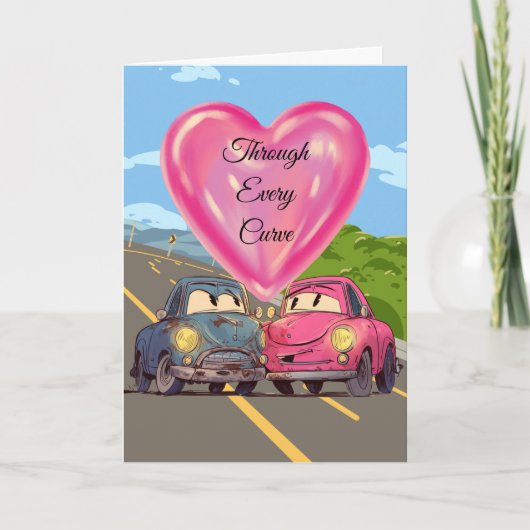"Through Every Curve" cute valentine card Feestdagen Kaart (Voorkant)