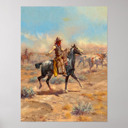 Through the Alkali, 1904 by Charles Marion Russell Poster (Voorkant)