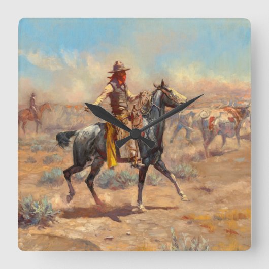 Through the Alkali, 1904 by Charles Marion Russell Vierkante Klok (Voorkant)