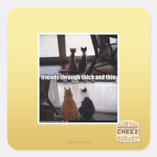 Through thick and thin vierkante sticker (Voorkant)