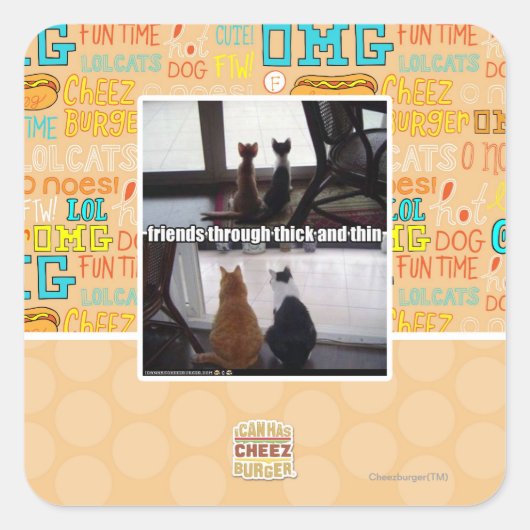 Through thick and thin vierkante sticker (Voorkant)