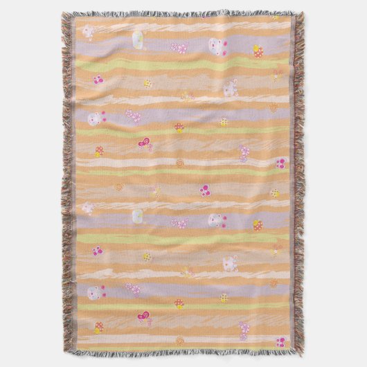 Throw Blanket – Baby Joy & Creatures Pastel Animal Deken (Voorkant Verticaal)