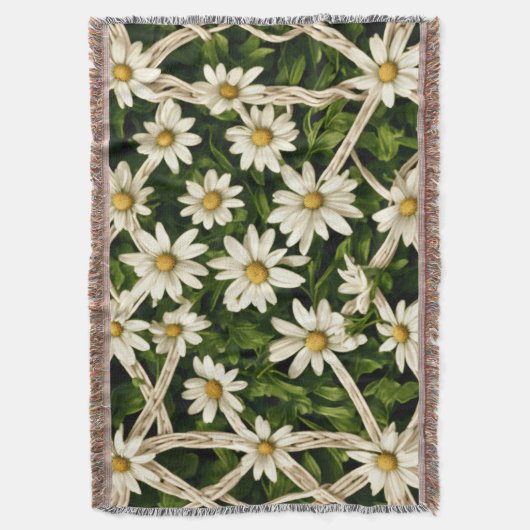 Throw Blanket Eternal Blossom Wicker Weave Throw Deken (Voorkant Verticaal)