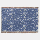 Throw Blanket - Floral Blue & White Design  Deken (Voorkant)