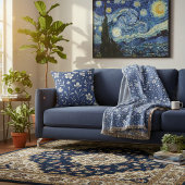 Throw Blanket - Floral Blue & White Design  Deken