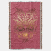 Throw Blanket Gold Indian Ornament Damask fuchsia Deken (Voorkant Verticaal)