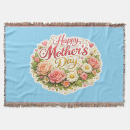 Throw Blanket happy Mother's Day floral wreath woo Deken