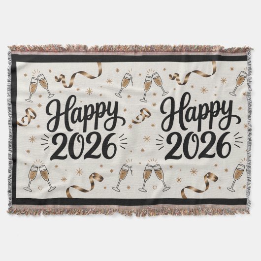 Throw Blanket-Happy New Year 2026 Deken (Voorkant)
