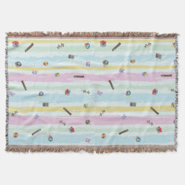 Throw Blanket – Sports & Stripes Pastel Racing Deken