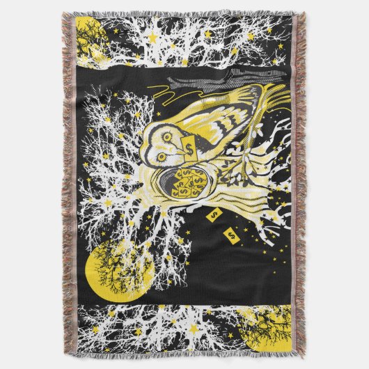 Throw Blanket – Urban Tree Owl & Wealth Surreal  Deken (Voorkant Verticaal)