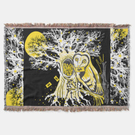 Throw Blanket – Urban Tree Owl & Wealth Surreal Deken