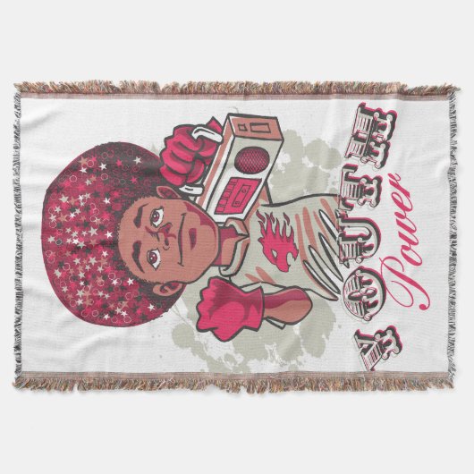 Throw Blanket – YOUTH Power Afro & Boombox Urban Deken (Voorkant)