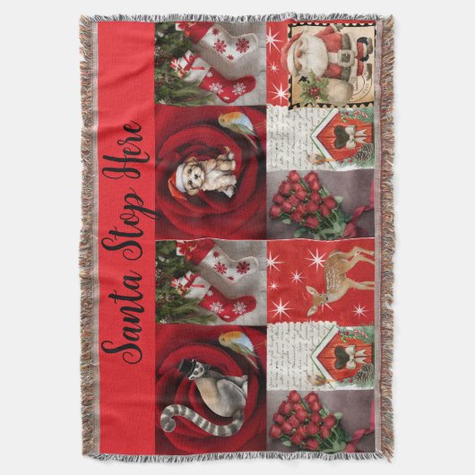 Throw Christmas Blanket - Santa Stop Here  Deken (Voorkant Verticaal)