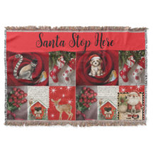 Throw Christmas Blanket - Santa Stop Here 