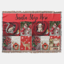 Throw Christmas Blanket - Santa Stop Here  Deken