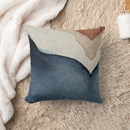 Throw Cushion - Abstract blauw bruin patroon Kussen (Deken)