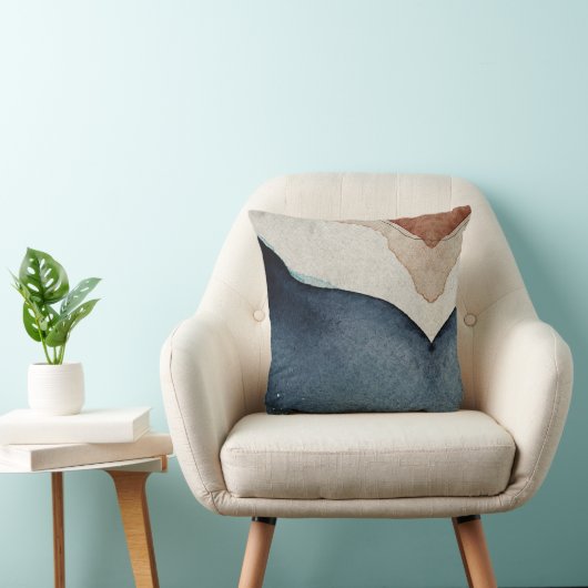 Throw Cushion - Abstract blauw bruin patroon Kussen (Stoel)