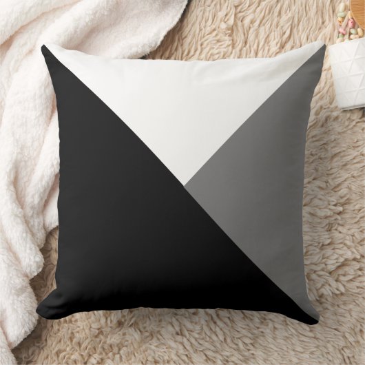 Throw Cushion - Abstracte driehoeken Blk/grijs/wit Kussen (Deken)