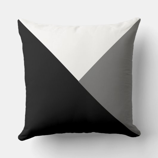 Throw Cushion - Abstracte driehoeken Blk/grijs/wit Kussen (Achterkant)