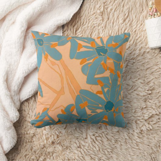 Throw Cushion Contemporary Leaf Design in Peach Kussen (Deken)
