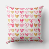 Throw Cushion - Roze en Gold Hearts Kussen (Achterkant)