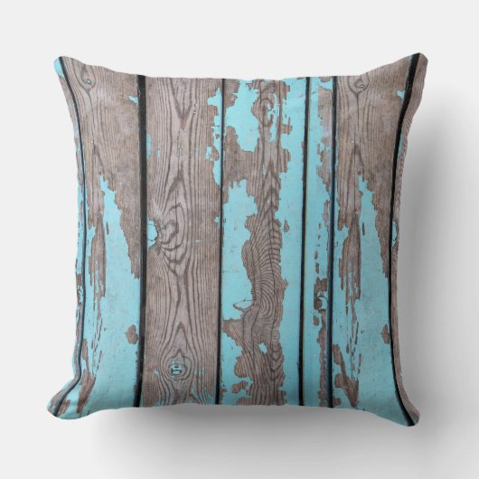 Throw Cushion - Rustic Blue Flacting Wood Kussen (Voorkant)