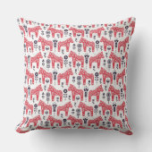 Throw Cushion - Zweeds Dala Horse & Floral Design Kussen (Voorkant)