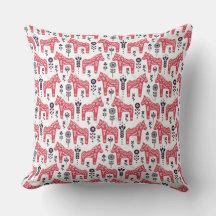 Throw Cushion - Zweeds Dala Horse & Floral Design