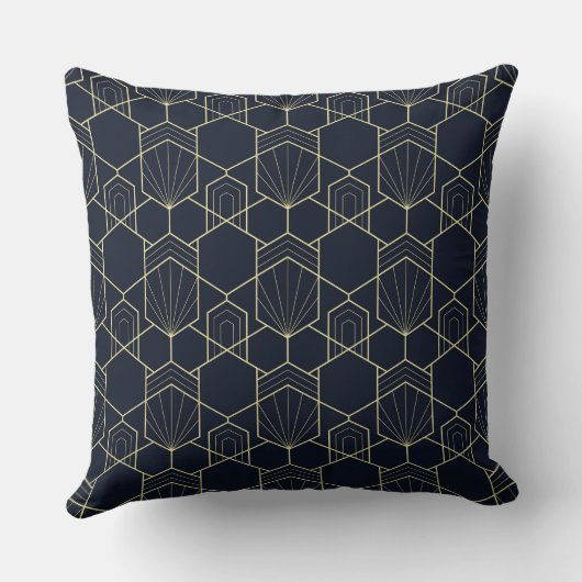 Throw Cushions - Art Deco Gold en Dark Blue Kussen (Achterkant)