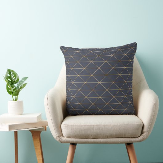 Throw Cushions - Geometric Gold en Blue Pattern Kussen (Stoel)
